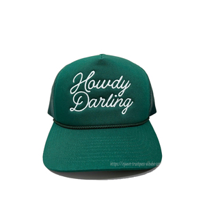 Casquettes de camionneur classiques personnalisées OEM avec broderie de votre propre design, gorras de haute qualité, profil haut, vert foncé, maille - Product Image 1