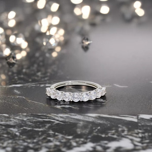 Glamorous 925 Sterling <b>Silver</b> Eternity Band Prong-<b>Set</b> Statement Cut Zircon Wedding Engagement or Anniversary <b>Ring</b> - Product Image 4