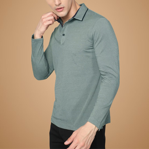 เสื้อโปโลของผู้ชายแบบแห้งเร็วงานตามสั่งปักโลโก้ผ้าฝ้ายโพลีเอสเตอร์แขนสั้นพิมพ์ลายสีทึบสำหรับฤดูร้อน - Product Image 5