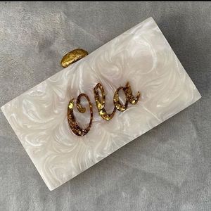 Pochette en résine époxy la plus populaire sac à main chaîne en métal sacs à bandoulière unique fabriqués à la main conception de mariage pochette en acrylique sacs à bandoulière - Product Image 2