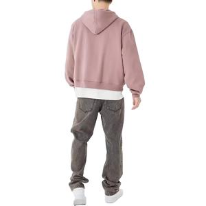 เสื้อฮู้ดดี้ผู้ชายทรงบ็อกซี่แบบครอป ซิปคู่ ทรงโอเวอร์ไซส์ ไหล่ตก ผ้าฝ้าย 100% สไตล์ลำลอง เรียบง่าย - Product Image 6