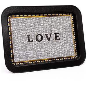 ถาดไม้สี่เหลี่ยมลายโมเสกเรขาคณิตขนาด310x430มม. สำหรับเสิร์ฟอาหารในห้องครัวหรือที่บ้านถาดเสิร์ฟไม้ - Product Image 1