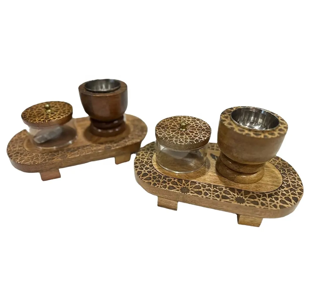 Ramadan Aroma Bukhoor Brûleur Ensemble Jasmines Sandal Copeaux De Bois Boîte De Rangement Avec Plateau Brûleurs D'encens Agate Ramadan Cadeaux Ensemble