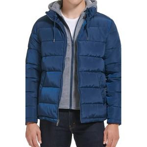 Chaqueta de Invierno Acolchada con Capucha para Hombre, al por Mayor, con Logotipo Personalizado, de Lona, Felpa, Transpirable y Ecológica - Product Image 2