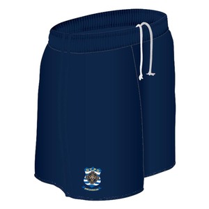 Short en toile noir uni unisexe taille moyenne avec fermeture à cordon avec logo sur le devant Tricot par sublimation Produit de genre pour hommes - Product Image 1