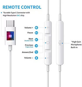 Auriculares tipo C de 1,2 M con cable para Iphone, auriculares con cable Usb C, auriculares manos libres para Iphone 15 Pro Max para Ipad Samsung Huawei - Product Image 2