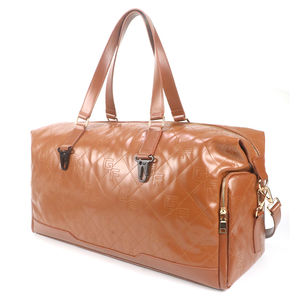 Bolsa de lona de cuero genuino de lujo del fabricante, bolsa de viaje de gimnasio Unisex con correa de cierre de cremallera, conjunto de estilo deportivo de patrón clásico - Product Image 1