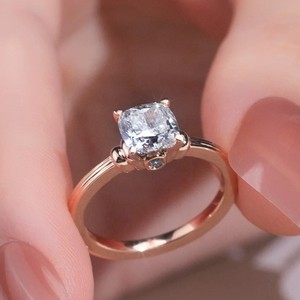 แหวนหมั้นเพชรสำหรับผู้หญิงขนาด14K/18K สายคาดสำหรับงานแต่งงานสีเหลืองทอง - Product Image 6