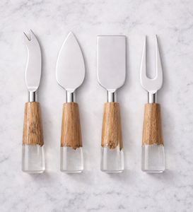 Modern Stainless Steel Blades Wood Resin Handles Cheese <b>Knife</b> Set Dishwasher <b>Safe</b> Eco-Friendly Designed for Refined Dining - Product Image 3