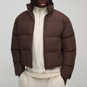 Chaqueta Acolchada de Cuero Extra Grande para Hombre, Cálida para Invierno, Cuello Alto, Estilo Casual, Hip Hop, Streetwear, Chaqueta de Burbujas - Product Image 1