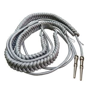 Uniforme hecho a mano Aiguillette plata Mylar cordones de hombro cordones de vestido personalizados borde tejido impreso hilo metálico reciclado - Product Image 5