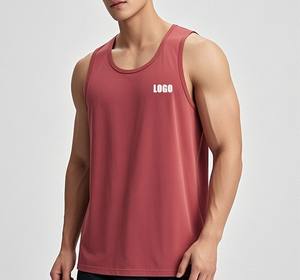 "Cotton solid color round neck <b>men's</b> vest Custom Mehroon Gym <b>Tank</b> <b>Top</b>, Slim Fit Workout Vest with Logo" - Product Image 1