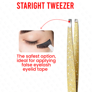 Pinzas de precisión de acero inoxidable, juego de oro, 5 uds., pinzas de latón, cejas para cejas y pestañas de Bahasa Pro - Product Image 5
