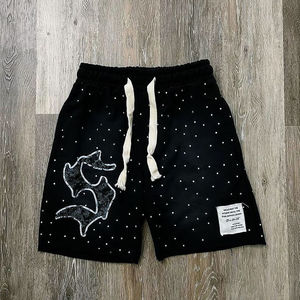 Pantalones cortos informales de hombre hechos a medida de alta calidad 100% algodón Sun Fade con patrón sólido de diamantes de imitación - Product Image 6