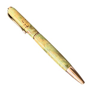 Stylo à bille artisanal de luxe avec corps en résine vert-rouge-bleu, cadeau de retraite, cadeau de remise de diplôme, fabriqué au Vietnam, collection citrine - Product Image 5