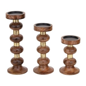 Bougeoirs en bois support de bâton de bougie bougeoir rustique pour Table à manger ensemble de 3 - Product Image 5