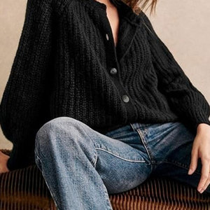 2025 Herbst Winter Neue grenz überschreitende Strickjacke aus EU/US-Damen-Loose Slouchy Style, Solid Long Sleeve-2 - Product Image 4