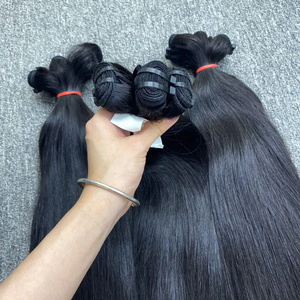 Cheveux naturels lisses de haute qualité, cheveux vietnamiens ondulés, cheveux vierges Remy naturels 1B, tissage professionnel de grande longueur, machine - Product Image 1