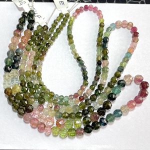 Perles de briolette de forme ronde à facettes multi-tourmaline de qualité supérieure pierres précieuses naturelles en vrac pour bijoux (ensemble de 3 brins) - Product Image 1