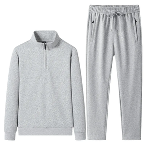 Sudadera de Forro Polar Verde Oliva para Hombre con Cierre de Media Cremallera y Pantalones Deportivos con Cintura Elástica Negra y Cordón Ajustable, Ropa Casual de Otoño - Product Image 4