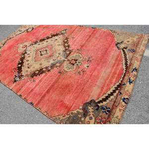 Tapis Vintage Turc Classique Rouge Beige 6.2 X 10.4ft Large Surface Laine Latex Nouveau Rectangle Patchwork pour Couloir Tapis de Chambre - Product Image 4