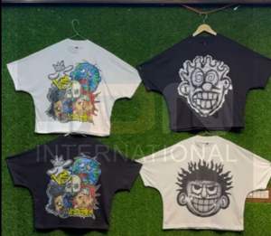 Custom Street Drop Shoulder Oversized Loose DTG Print Vintage Acid Wash Boxy camiseta recortada - Product Image 2