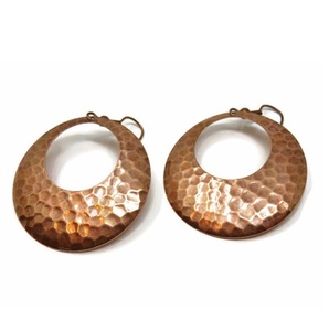 Pendientes de aro de cobre martillado para mujer y Niña de estilo moderno pulidos hechos a mano muchos patrones diferentes formas estilos de moda - Product Image 3