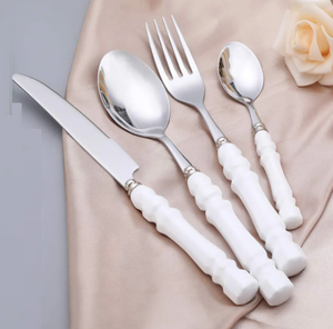 Couverts de cuisine Couverts en métal Poignée enduite de poudre blanche Couverts en acier inoxydable Vaisselle de table - Product Image 1