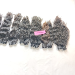 100% naturel non transformé de l'inde cuticule aligné machine bouclée double trame Styles naturels Extensions de cheveux humains en vrac profond - Product Image 2