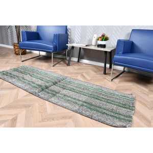 2x5.8 ft Vintage <b>Rug</b>, <b>Runner</b> Turkish <b>Rug</b>, Gray Solid <b>Rug</b> - Product Image 4