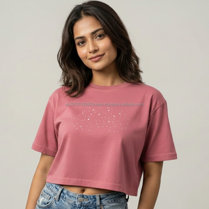 Solid Colors <b>Rhinestone</b> Design Women's Crop <b>Tops</b> T-Shirts Quick Dry Street Style Hot Selling - Product Image 1