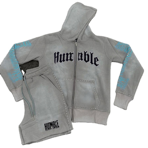 Ensemble de survêtement pour homme de haute qualité, lavage à l'acide, surdimensionné, broderie personnalisée, été, strass, réfléchissant, streetwear, ample - Product Image 4