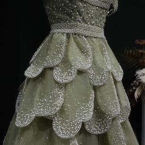 Robe de bal de luxe Jancember LSZ385 vert sauge, richement ornée de perles, à volants, pour <span class=keywords><strong>soir</strong></span>ée - Product Image 6