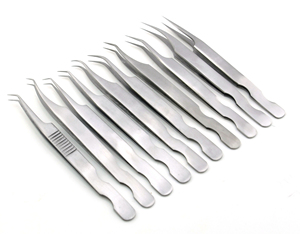 Pinzas de volumen de extensión de pestañas de acero inoxidable de calidad profesional, aislamiento de recogida de ventilador de puntos finos afilados curvos rectos - Product Image 4