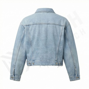 Veste en jean pour femme, style tendance, manches longues, coupe courte, vêtements en vrac, service OEM, veste tendance - Product Image 2