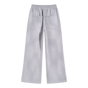 Pantalones de chándal de lona personalizados para hombre, de corte recto oversize, estilo vintage, con efecto desgastado por el sol y lavado ácido, acampanados, con cintura elástica - Product Image 6