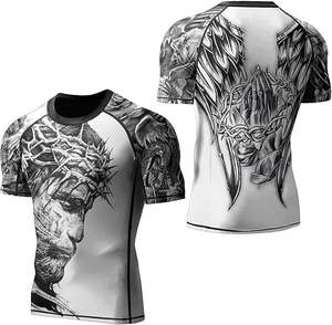Camisa de compresión Rashguard de manga corta BJJ de ajuste personalizado Diseño transpirable para MMA Fightwear y No-Gi Grappling Sessions OEM - Product Image 4