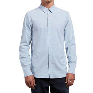 Camicia Casual Oxford Elasticizzata da Uomo Volcom 100% Cotone Popeline Antipiega con Colletto a Cappuccio Blu Taglie dalla Small alla 6XL per il Lavoro - Product Image 1