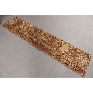 Petit tapis turc vintage 1,5x7 pieds, tapis brun - Product Image 2