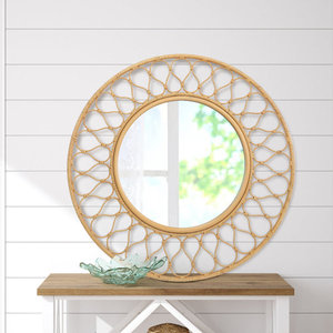 MSR Overseas Miroir mural rond en rotin naturel fait main pour la décoration du salon et de la chambre à coucher - Product Image 3