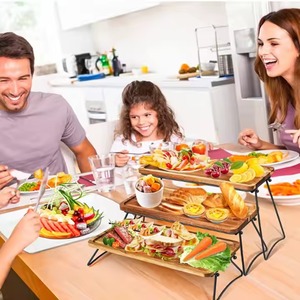 บันไดสามชั้นทำด้วยมือถาดโลหะและไม้ตกแต่งอาร์ตเดคโคดีไซน์ทันสมัยปรับแต่งได้สำหรับจัดแสดงขนมหวาน - Product Image 5