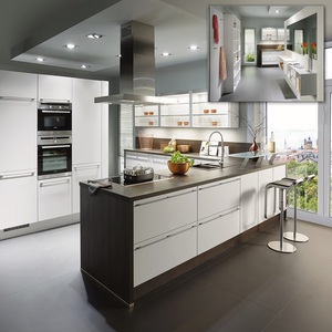 JY Armoires de cuisine modernes sans cadre Carcasse en contreplaqué avec panneau MDF Construction en bois pour appartements et hôtels - Product Image 2