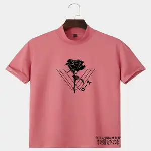 YLS Wholesale Large Stock Custom Printing Label 270Gsm 100% Cotton T Shirt Men Casual Short Sleeve Blank T Shirts