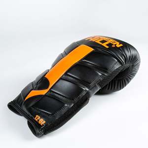 Gants de boxe personnalisés à lacets 10oz 12oz 14oz en cuir, équipement d'entraînement avec motif imprimé et logo personnalisé pour le sport - Product Image 4
