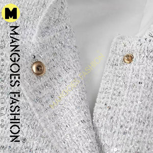 Chaqueta Bomber de manga larga con cuello redondo y lentejuelas brillantes para mujer, ropa de abrigo de Color plateado, nueva colección de otoño, relleno de algodón - Product Image 5