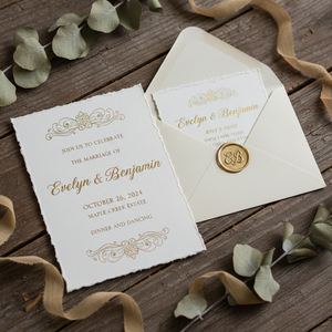 Carte d'invitation artisanale en papier coton 250 g/m² à bords festonnés, pour mariage, anniversaire, cartes uniques et magnifiques, vente en gros OEM - Product Image 3