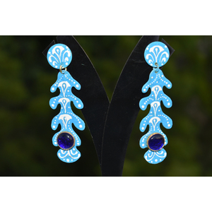 Pendientes de aro dorados para niñas y mujeres, partywear meenakari tradicional, con pasador de latón - Product Image 1
