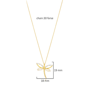 Dragonfly Charm <b>Necklace</b> with Baguette CZ Stone Trendy 925 <b>Silver</b> Wholesale Women Handcrafted Jewelry - Product Image 2