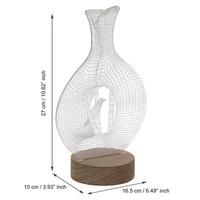 Jarrón de Hierro con Diseño de Flor, Lámpara LED con Ilusión Óptica 3D, Estilo Art Deco, Colores y Formas Personalizables, Hecho a Mano, Moderno, para Mesa, Bodas y Hogar
