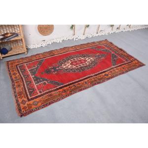 Tapis turc vintage 4,2x8 pieds, tapis d'intérieur, tapis oriental rouge - Product Image 4